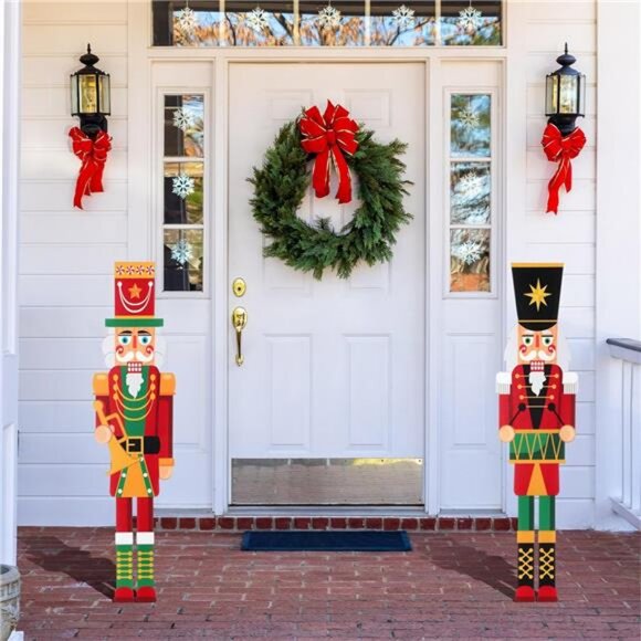2 Pack Wooden Christmas Soldier Nutcracker Porch Decor 31.5 Inch - Picture 7 of 8